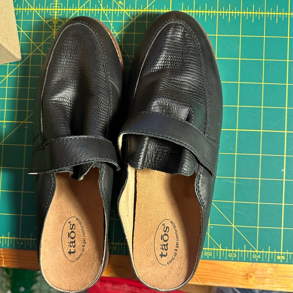 Black snake embossed leather mules by taōs